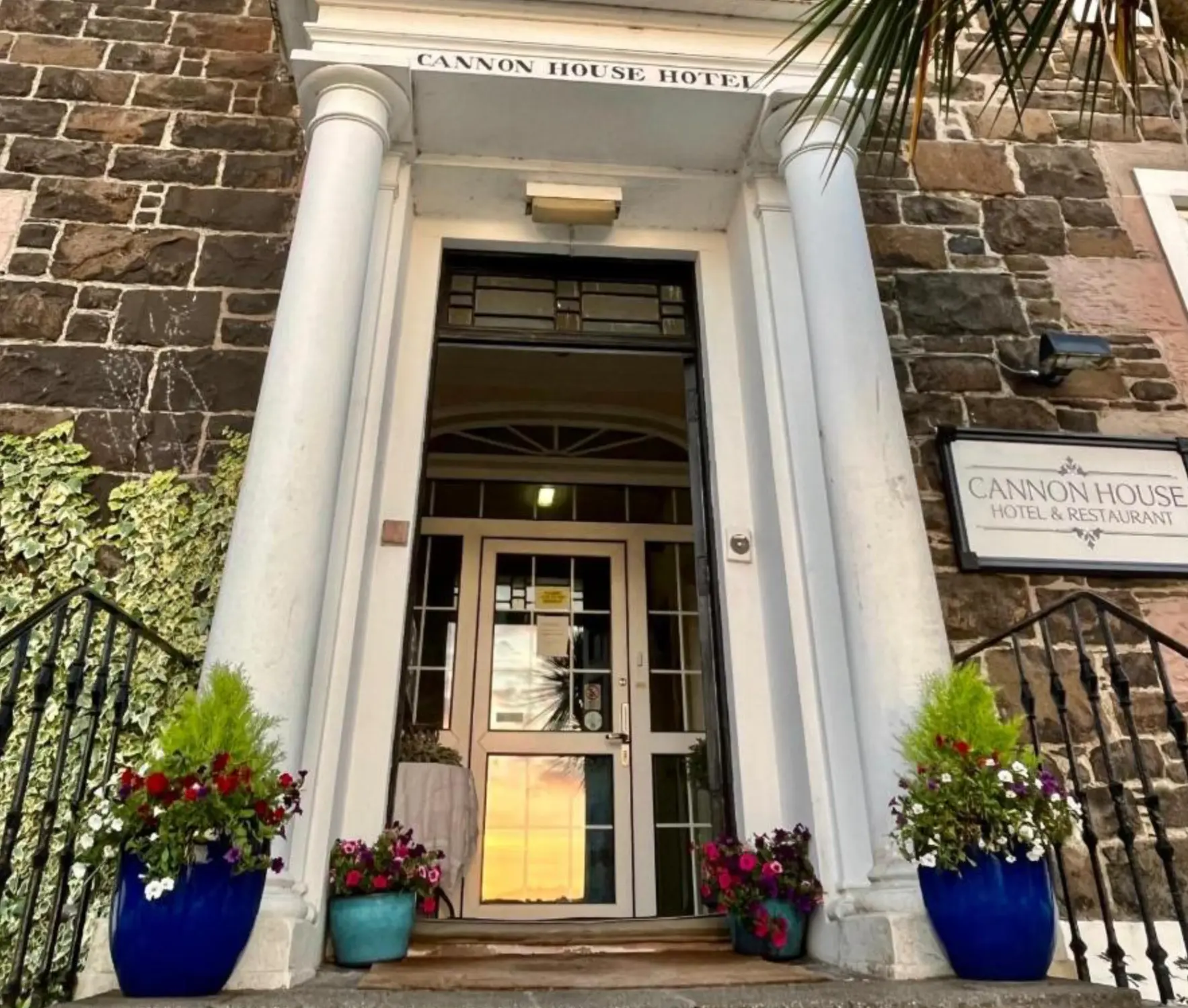 The stone entrance of Cannon House Hotel in Rothesay